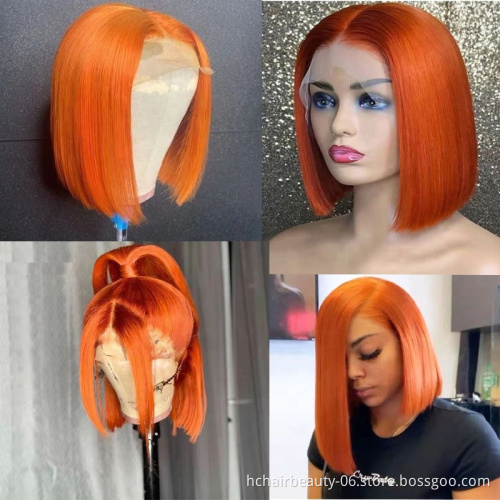Factory Directly Provided Transparent Lace Short Curly Wig 100% Human Hair Straight Human Hair Virgin Bob Wigs
